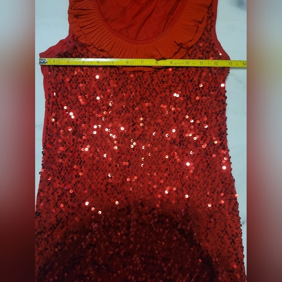 Active Basic Los Angeles Red Sequin Party Tank Top Size Medium - Picture 4 of 7